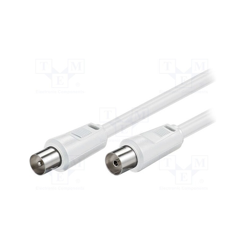 10 pcs : 50718 - Cable, 75Ω, 2.5m, coaxial 9.5mm socket,coaxial 9.5mm plug, white