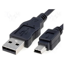 10 pcs : 50768 - Cable, USB 2.0, USB A plug,USB B mini plug, 3m, black, Canon