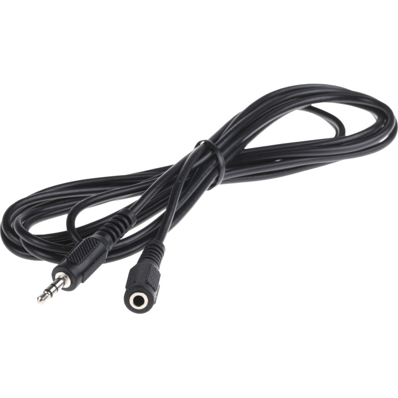 1 pcs - RS PRO Male 3.5mm Stereo Jack to Female 3.5mm Stereo Jack Aux Cable, Black, 3m