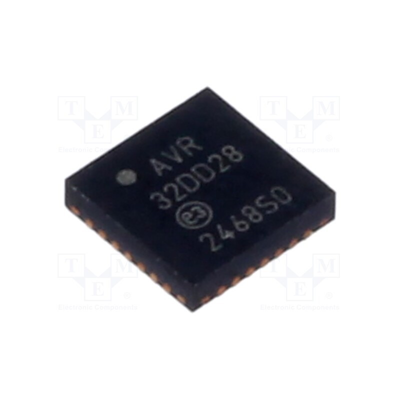 10 pcs : AVR32DD28-I/STX - IC: AVR microcontroller, VQFN28, Ext.inter: 23, Cmp: 1, AVR32