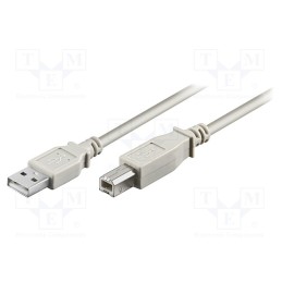 10 pcs : 50953 - Cable, USB 2.0, USB A plug,USB B plug, 1.8m, grey, Core: Cu, PVC