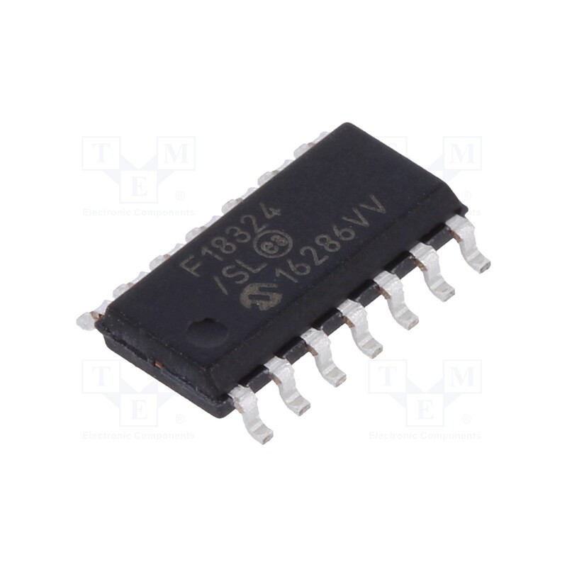 10 pcs : PIC16F18324-I/SL - IC: PIC microcontroller, 7kB, 32MHz, 2.3÷5.5VDC, SMD, SO14, PIC16