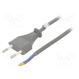 10 pcs : 51346 - Cable, CEE 7/16 (C) plug,wires, PVC, 1.5m, grey, 2.5A, 250V