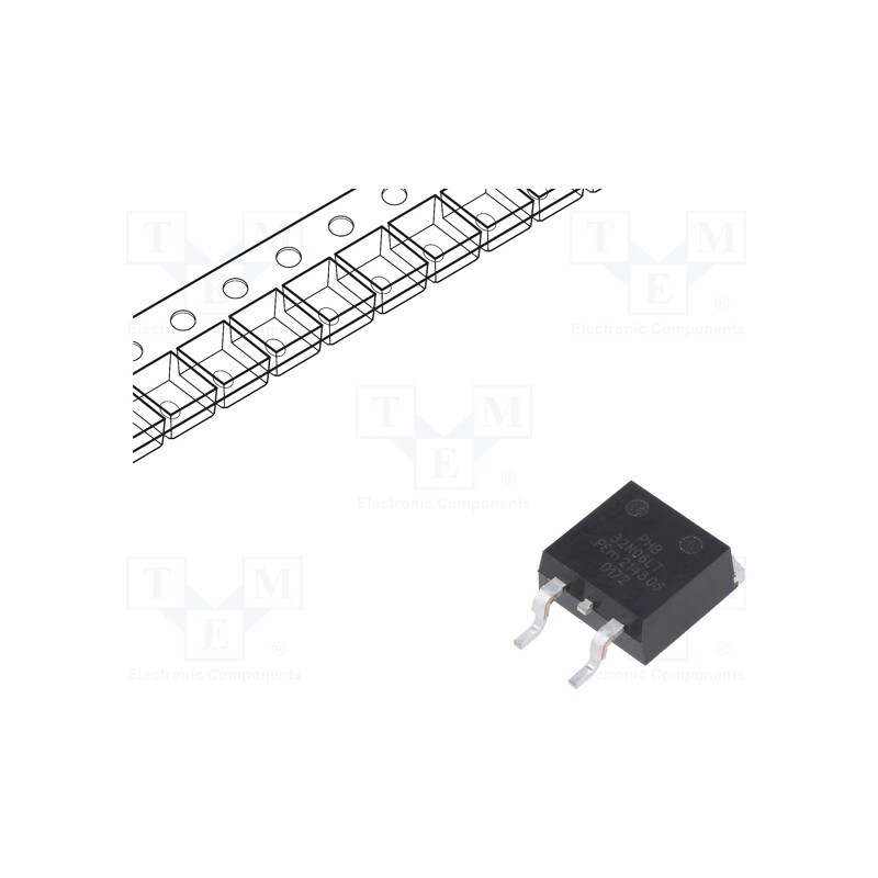 10 pcs : PHB32N06LT,118 - Transistor: N-MOSFET, unipolar, 60V, 24A, Idm: 136A, 97W