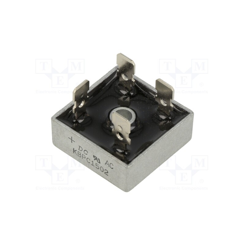 10 pcs : KBPC1502 - Bridge rectifier: single-phase, Urmax: 200V, If: 15A, Ifsm: 300A