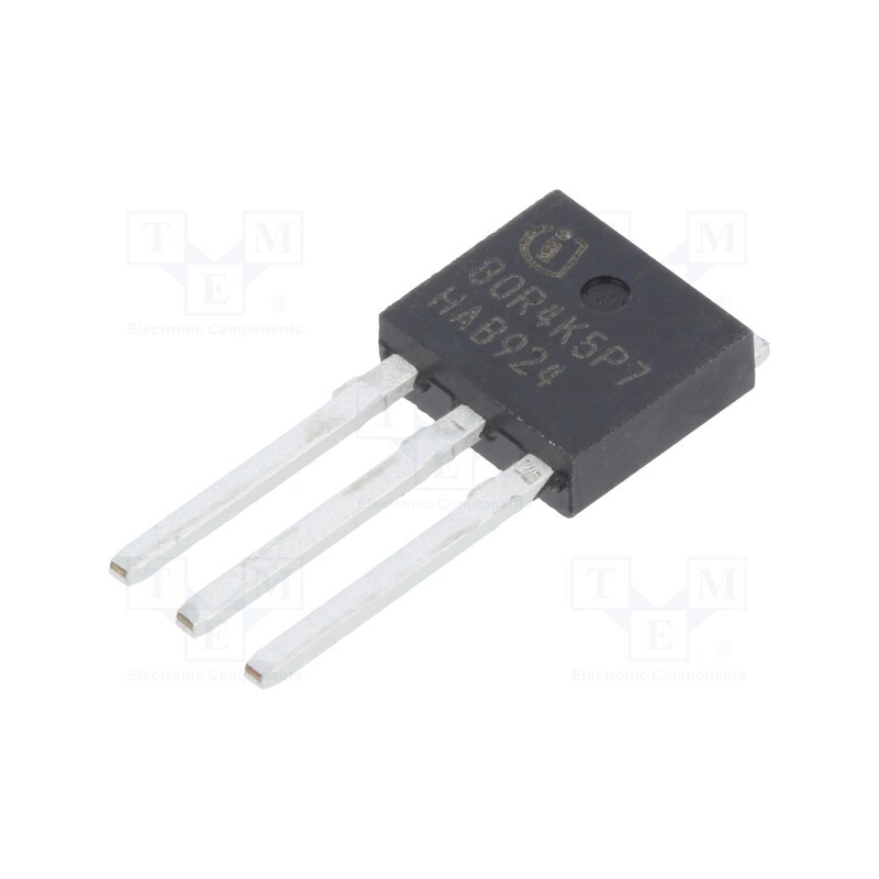 10 pcs : IPU80R4K5P7AKMA1 - Transistor: N-MOSFET, unipolar, 800V, 1A, Idm: 2.6A, 13W, IPAK
