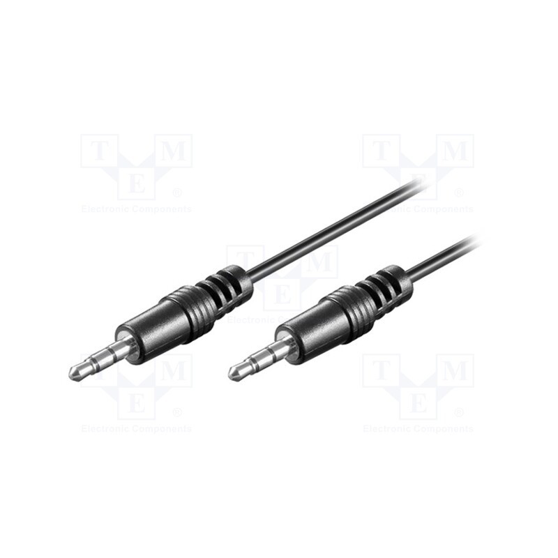 10 pcs : 51660 - Cable, Jack 3.5mm 3pin plug,both sides, 5m, black, Øcable: 4mm