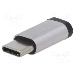 10 pcs : 56636 - Adapter, OTG,USB 2.0, USB B micro socket,USB C plug, silver