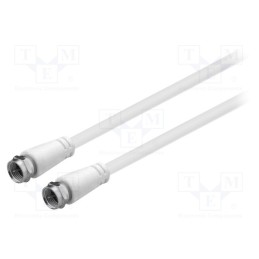 10 pcs : 58815 - Cable, 75Ω, 1.5m, F plug,both sides, PVC, white