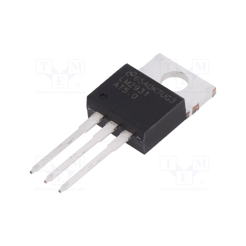 10 pcs : LM2931AT-5.0/NOPB - IC: voltage regulator, LDO,fixed, 5V, 0.4A, TO220-3, THT, , Ch: 1