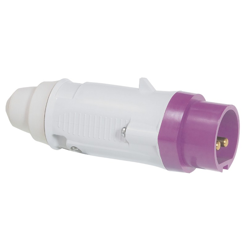 1 pcs - Legrand IP44 Violet Cable Mount 2P Industrial Power Plug, Rated At 16A, 20 - 25 V