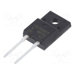 10 pcs : VS-15ETH06FP-N3 - Diode: rectifying, THT, 600V, 15A, , Ifsm: 180A, TO220FP, 75ns