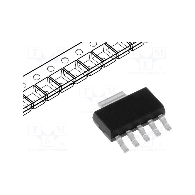 10 pcs : MCP1755T-5002E/DC - IC: voltage regulator, LDO,linear,fixed, 5V, 0.3A, SOT223-5, SMD