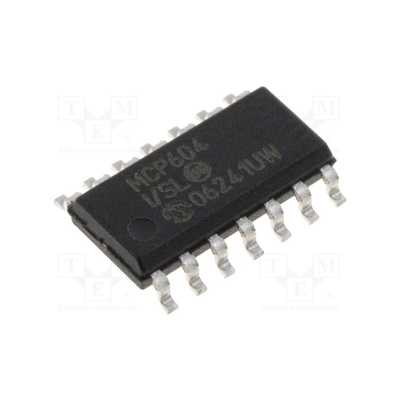 10 pcs : MCP604-I/SL - IC: operational amplifier, 2.8MHz, 2.7÷5.5V, Ch: 4, SO14