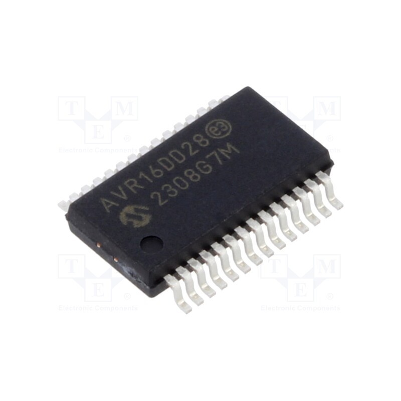 10 pcs : AVR16DD28-I/SS - IC: AVR microcontroller, SSOP28, 1.8÷5.5VDC, Ext.inter: 23, Cmp: 1