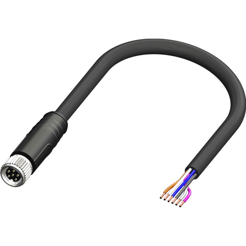 1 pcs - RS PRO Straight Female 6 way M8 to Unterminated Sensor Actuator Cable, 5m