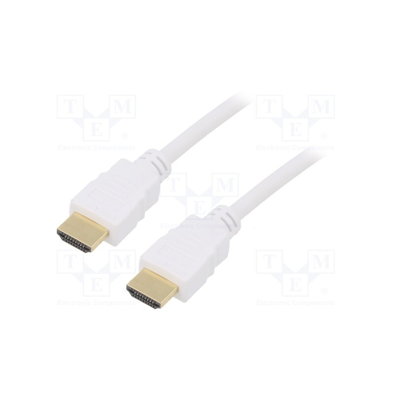 10 pcs : 60908 - Cable, HDCP 2.2,HDMI 1.4, HDMI plug,both sides, PVC, 3m, white