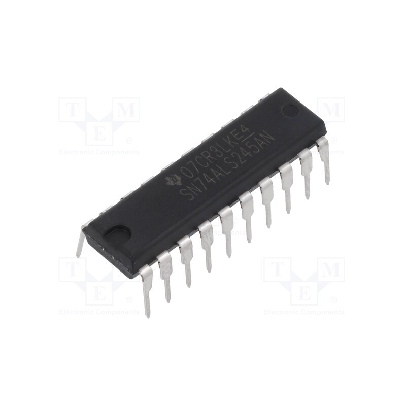10 pcs : SN74ALS245AN - IC: digital, bus transceiver, Ch: 8, CMOS, THT, DIP20, 4.5÷5.5VDC