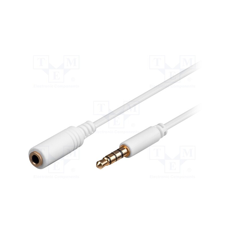 10 pcs : 62361 - Cable, Jack 3.5mm 4pin socket,Jack 3,5mm 4pin plug, 1.5m, white