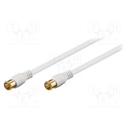 10 pcs : 62743 - Cable, 75Ω, 1.5m, F plug 'quick',both sides, white