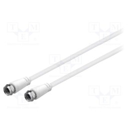 10 pcs : 66623 - Cable, 75Ω, 3m, F plug,both sides, PVC, white