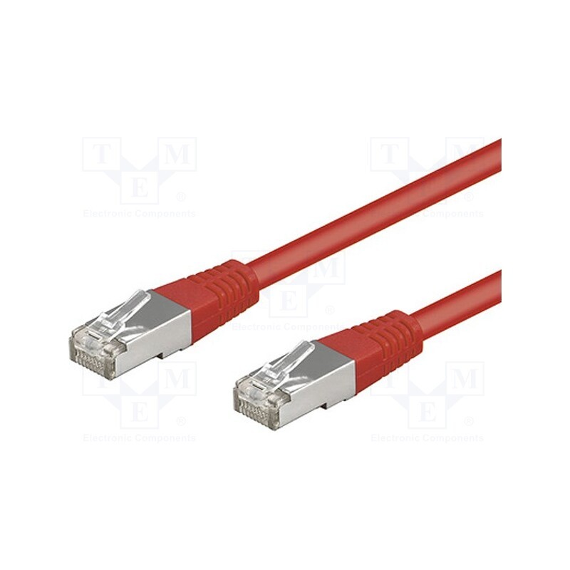 10 pcs : 68032 - Patch cord, SF/UTP, 5e, stranded, CCA, PVC, red, 1m, 26AWG