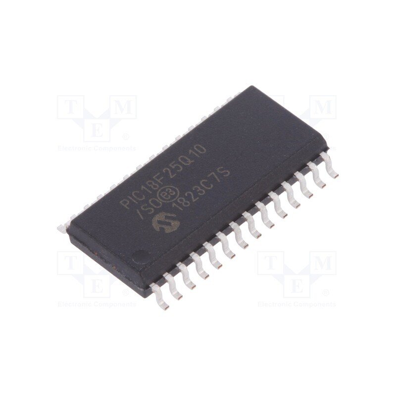 10 pcs : PIC18F25Q10-I/SO - IC: PIC microcontroller, 32kB, 64MHz, I2C,LIN,SPI,UART, SMD, SO28