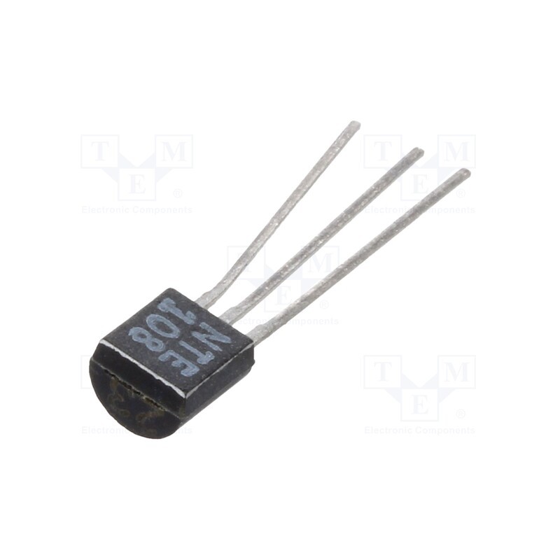 10 pcs : NTE108 - Transistor: NPN, bipolar, 15V, 50mA, 0.625W, TO92