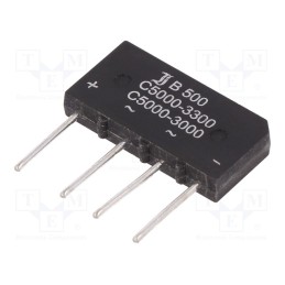 10 pcs : B500C5000A - Bridge rectifier: single-phase, Urmax: 1kV, If: 5A, Ifsm: 150A, flat