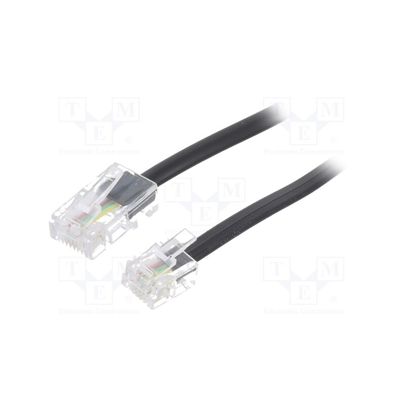 10 pcs : 68577 - Cable: telephone, flat, RJ11 plug,RJ45 plug, 6m, black