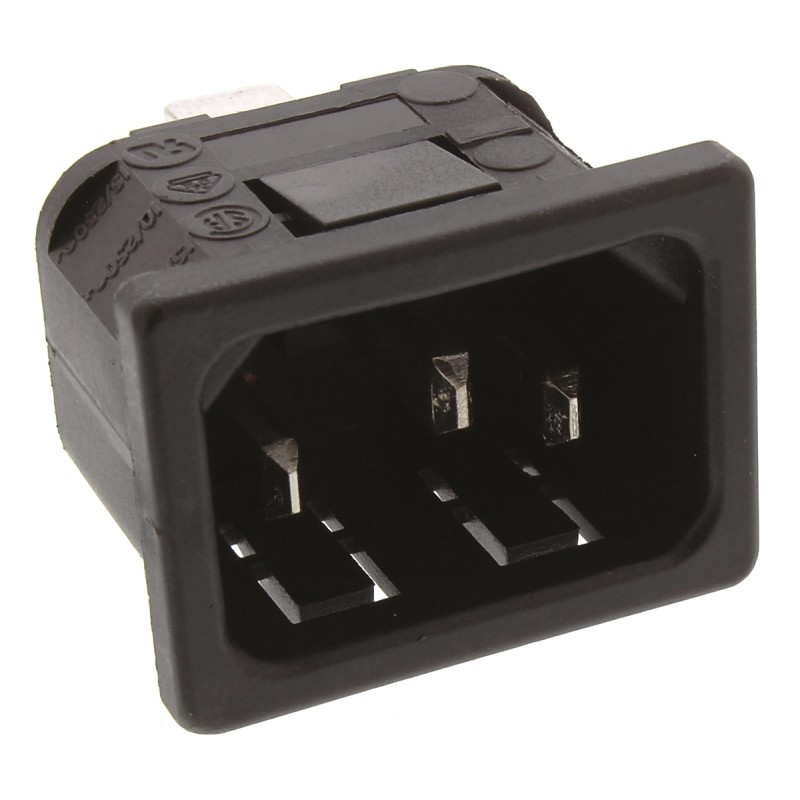 1 pcs - Bulgin C14 Snap-In IEC Connector Male, 10A, 250 V