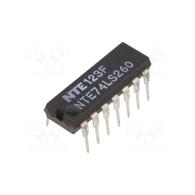 10 pcs : NTE74LS260 - IC: digital, NOR, Ch: 2, IN: 5, TTL, THT, DIP14
