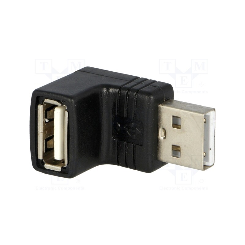 10 pcs : 68920 - Adapter, USB 2.0, USB A socket,USB A angled plug, gold-plated