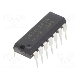 10 pcs : NTE74LS93 - IC: digital, 4bit,binary counter, TTL, THT, DIP14