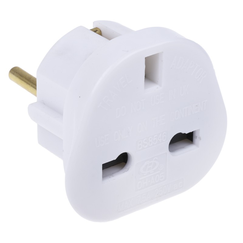 1 pcs - RS PRO UK to Europe Travel Adapter, Rated At 7.5A