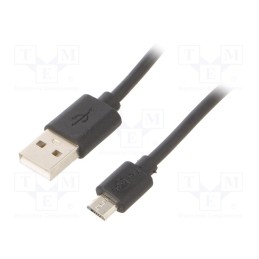 10 pcs : 72227 - Cable, USB 2.0, USB A plug,USB B micro plug, nickel plated, 1m
