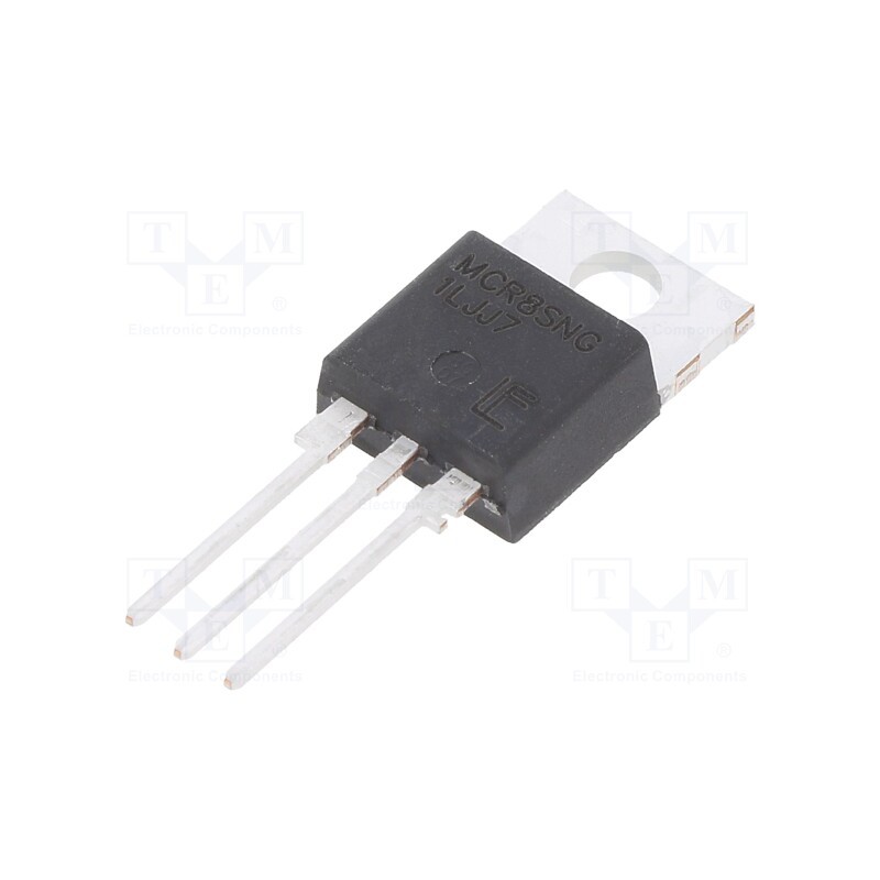 10 pcs : MCR8SNG - Thyristor, 800V, Ifmax: 8A, Igt: 25uA, TO220AB, THT, , Ifsm: 80A