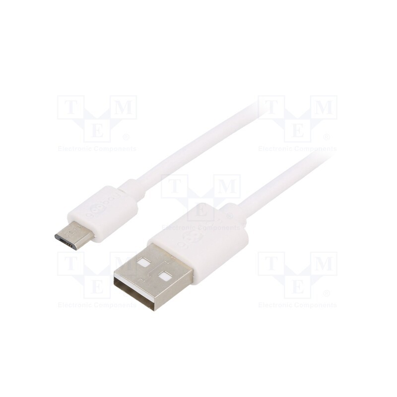 10 pcs : 77527 - Cable, USB 2.0, USB A plug,USB B micro plug, nickel plated, 1m