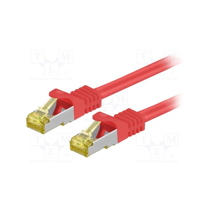 10 pcs : 91571 - Patch cord, S/FTP, 6a, stranded, Cu, LSZH, red, 0.25m, 26AWG