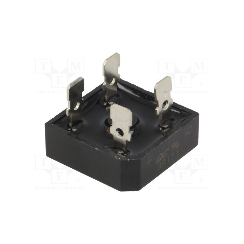10 pcs : BR151 - Bridge rectifier: single-phase, Urmax: 100V, If: 15A, Ifsm: 300A