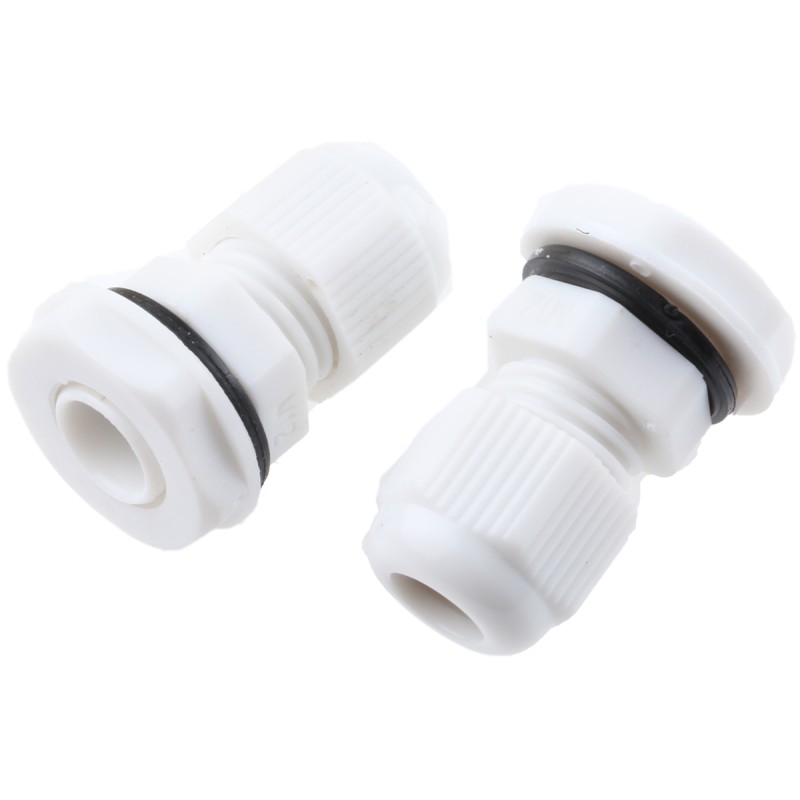 10 pcs - HellermannTyton NGM Series White Nylon Cable Gland, M12 Thread, 3mm Min, 6.5mm Max, IP68