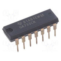 10 pcs : UA733CN - IC: video amplifier, programmable gain, 6VDC, Ch: 2, DIP14, 3.6mA