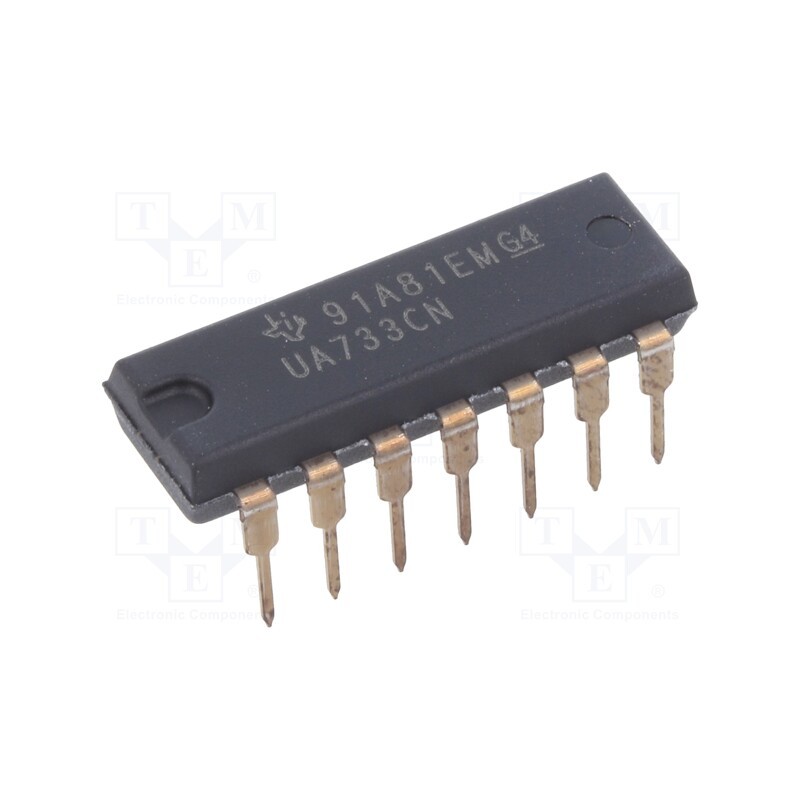 10 pcs : UA733CN - IC: video amplifier, programmable gain, 6VDC, Ch: 2, DIP14, 3.6mA
