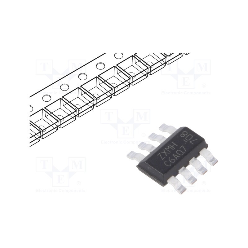 10 pcs : ZXMHC6A07T8TA - Transistor: N/P-MOSFET x2, unipolar, 60/-60V, 1.4/-1.2A, 1.3W