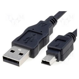 10 pcs : 93229 - Cable, USB 2.0, USB A plug,USB B mini plug, 0.3m, black, Canon