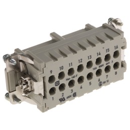 1 pcs - Han E Series size 16 A Connector Insert, Female, 16 Way, 16A, 500 V