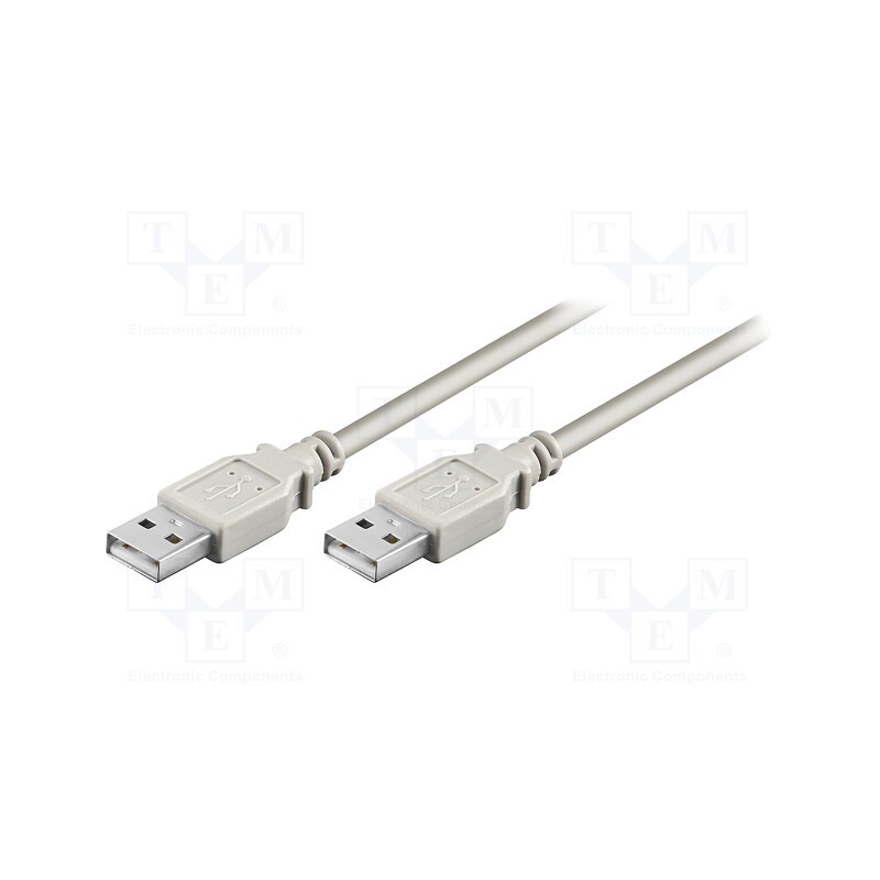 10 pcs : 93376 - Cable, USB 2.0, USB A plug,both sides, 3m, grey, 480Mbps