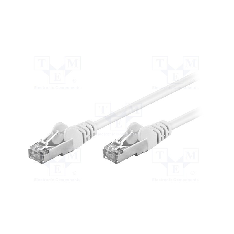 10 pcs : 93489 - Patch cord, F/UTP, 5e, stranded, CCA, PVC, white, 0.25m, 26AWG