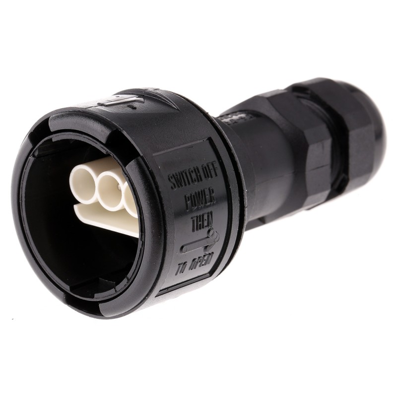 1 pcs - 3 Pole IP68 Rating Cable Mount Male Mains Inline Connector Rated At 16A