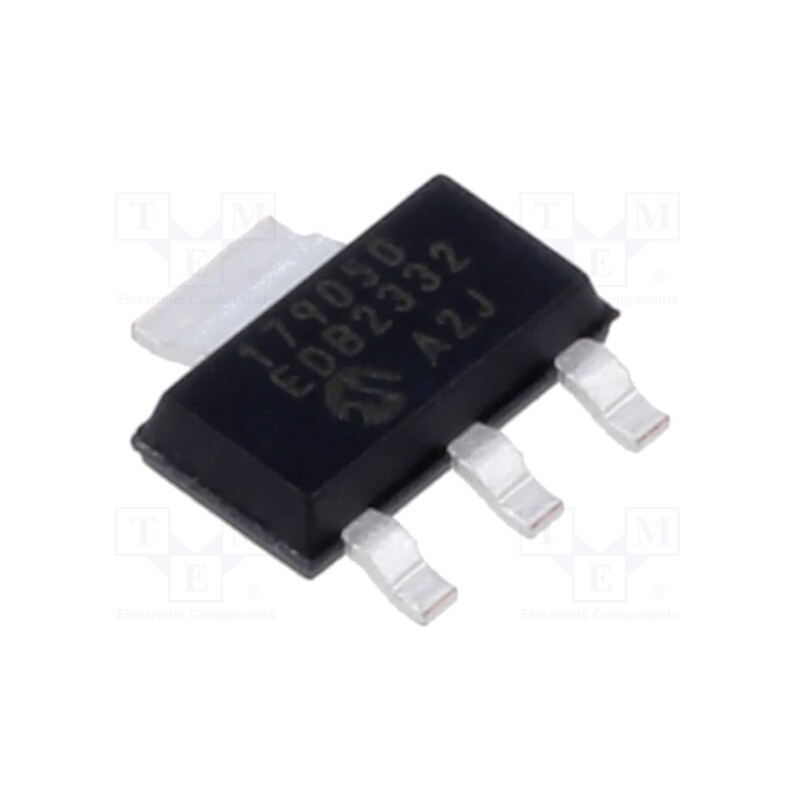 10 pcs : MCP1790-5002E/DB - IC: voltage regulator, LDO,linear,fixed, 5V, 0.07A, SOT223-3, SMD
